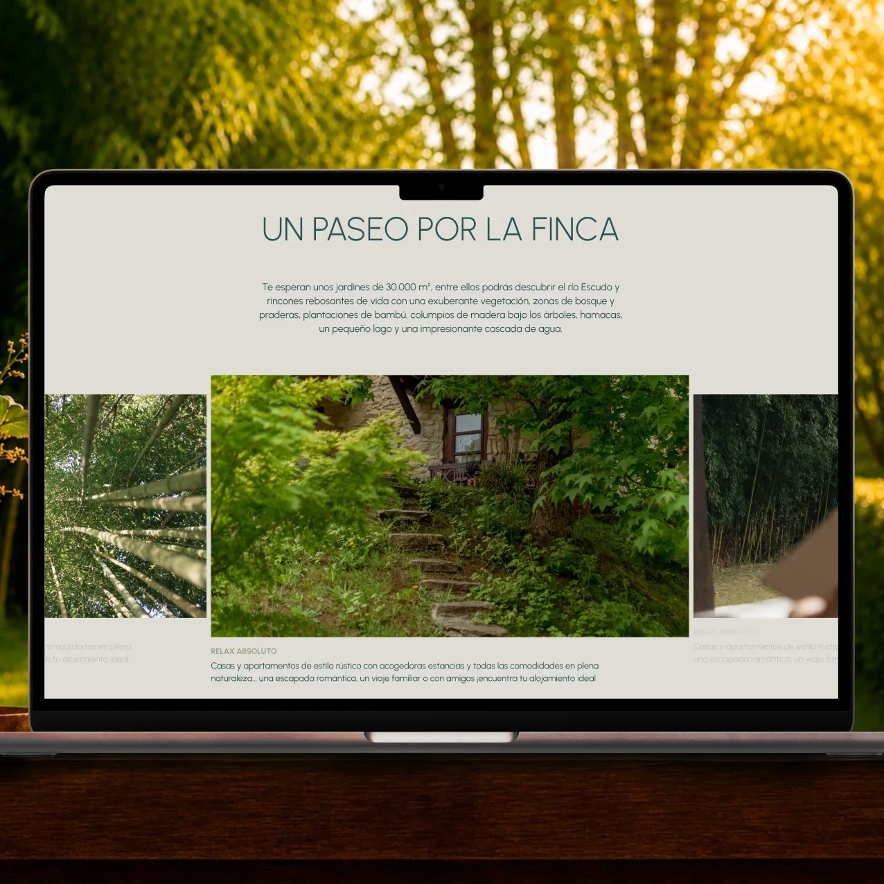 Página del sitio web de El Molino de Bonaco en un portátil