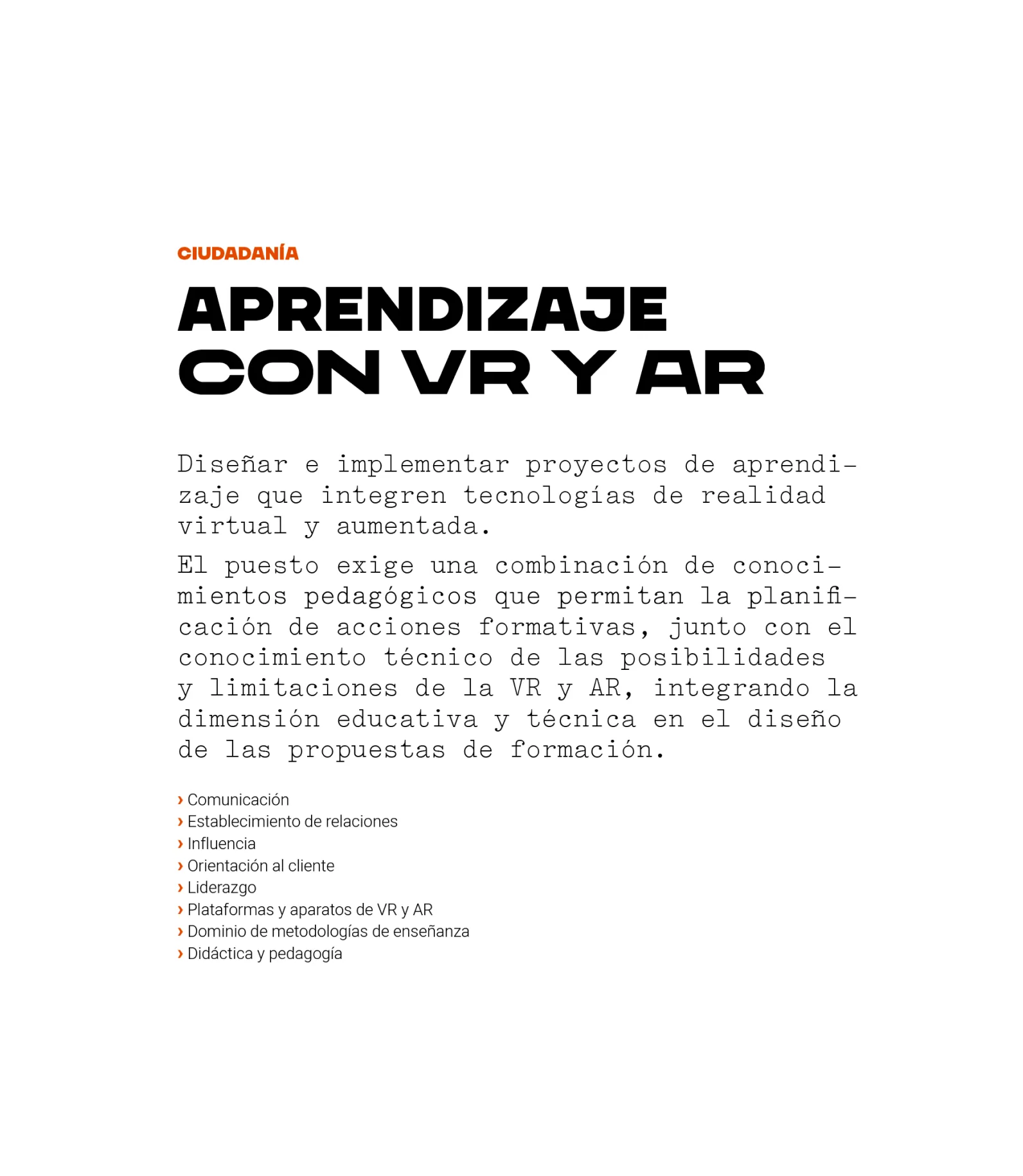 Puesto del área de ciudadanía: aprendizaje con realidad virtual y aumentada