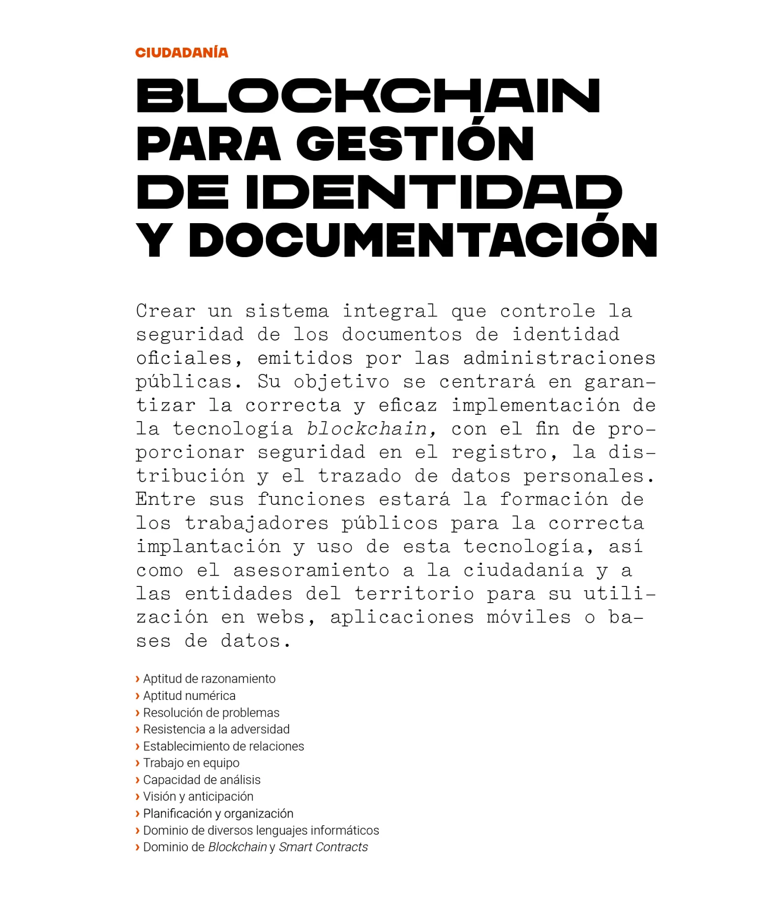 Puesto del área de ciudadanía: blockchain para la gestión de identidad y documentación