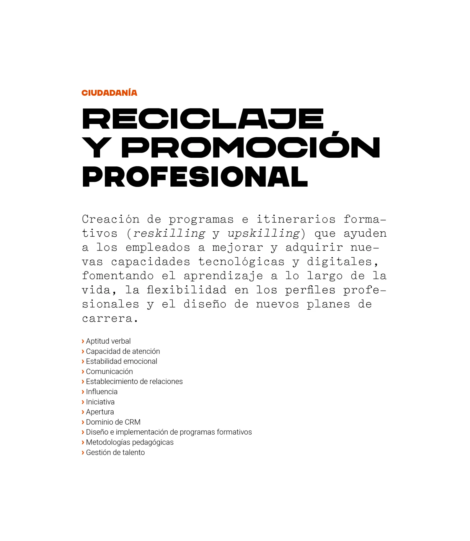 Puesto del área de ciudadanía: reciclaje y promoción profesional