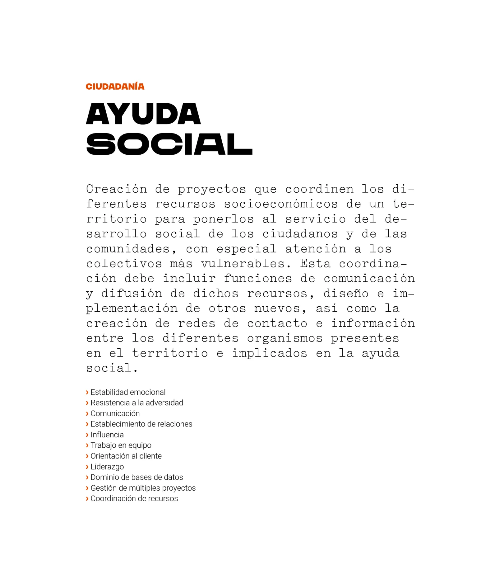 Puesto del área de ciudadanía: ayuda social