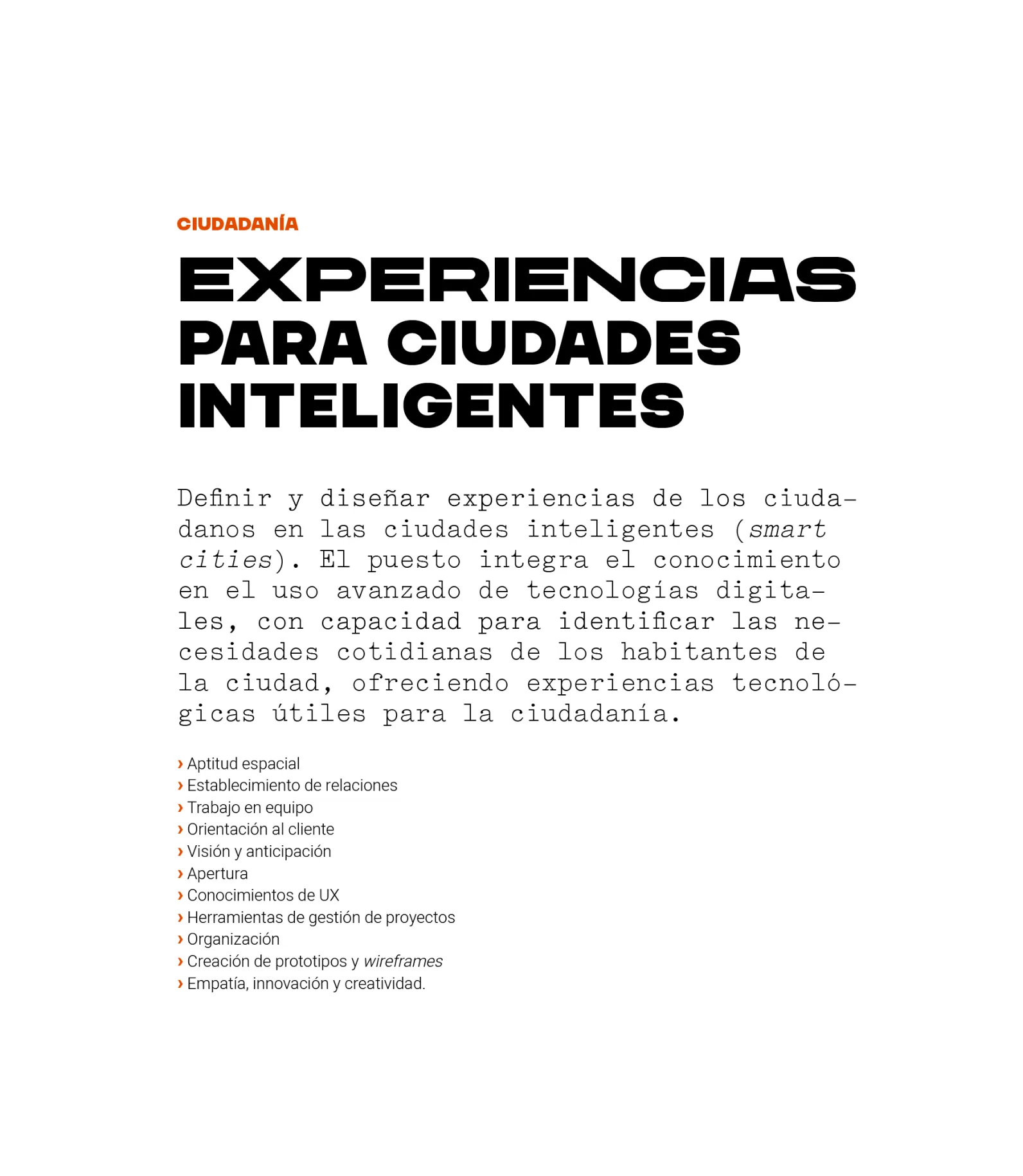 Puesto del área de ciudadanía: experiencias para ciudades inteligentes