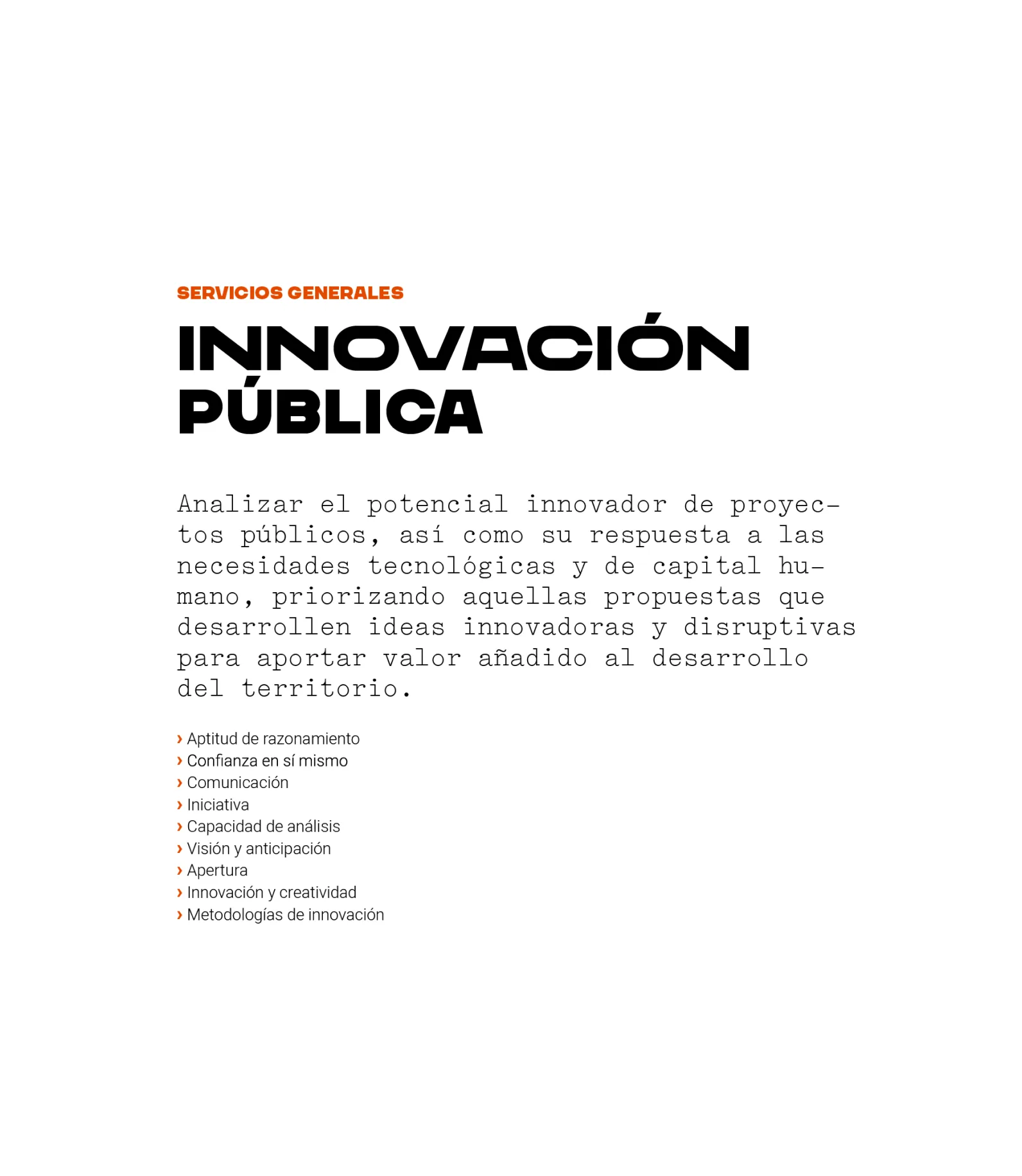 Puesto del área de servicios generales: innovación pública