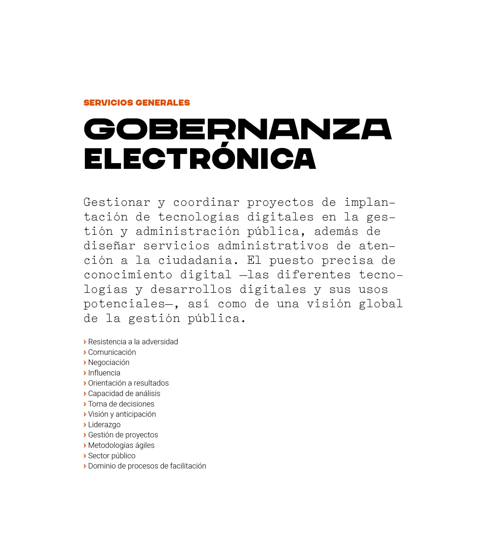 Puesto del área de servicios generales: gobernanza electrónica