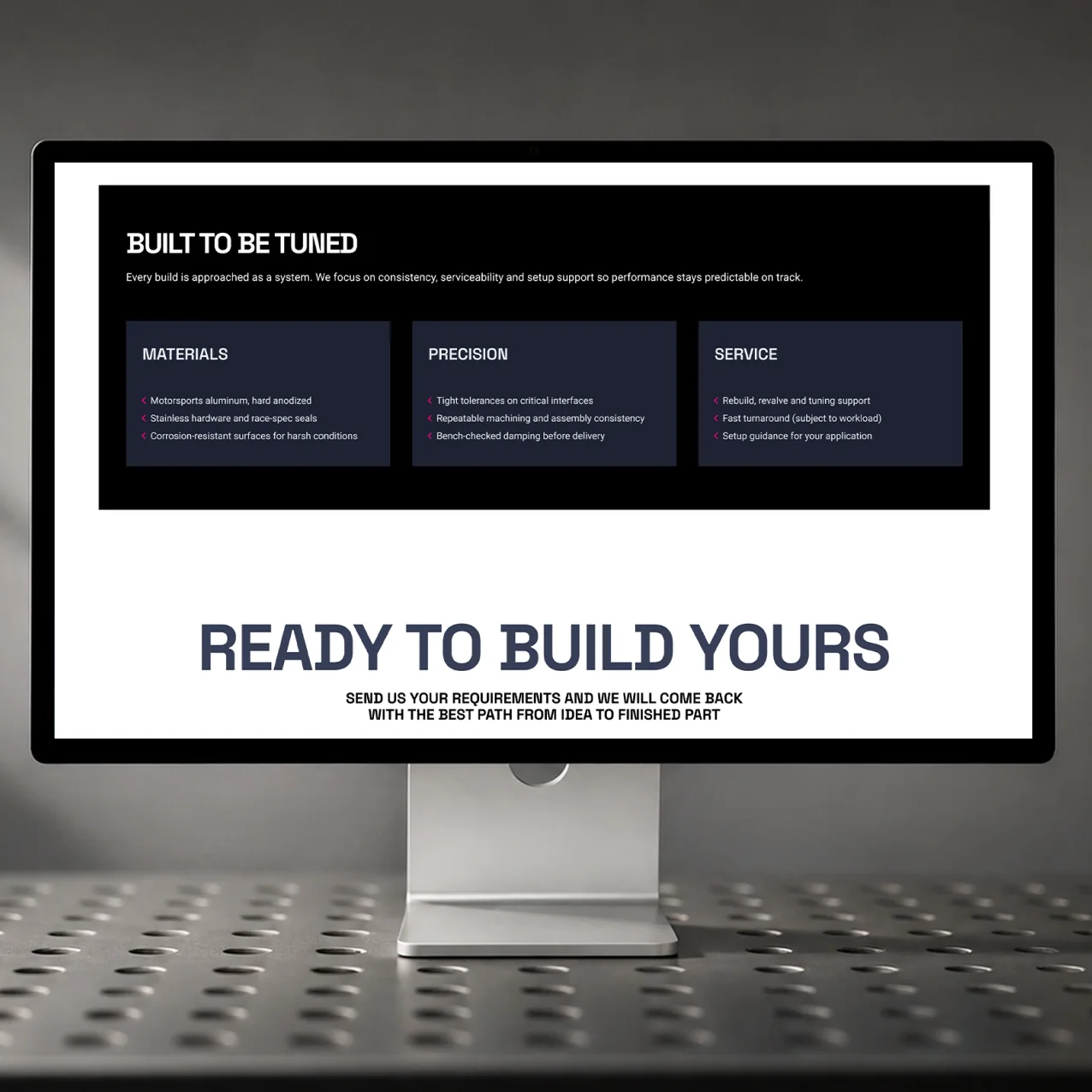Formulario para iniciar un proyecto en la web de KRS Racing Systems